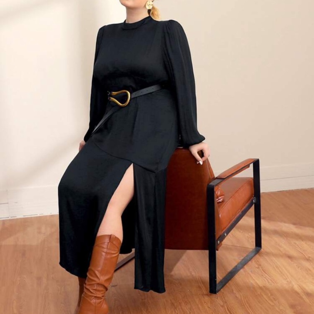 Black Plus Size back zip dress